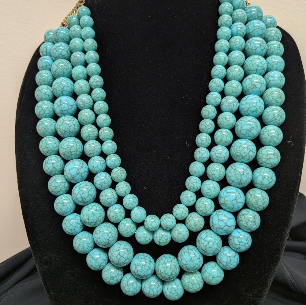Sugarfix 4 Strand Beaded Turquoise Necklace